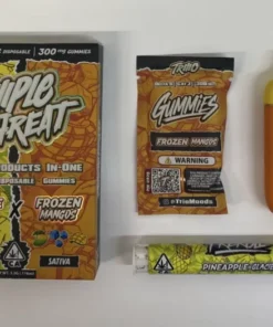 Triiiple Threat 2g Disposable – PINEAPPLE GLACIER (Hybrid) x FROZEN MANGOS (Sativa)