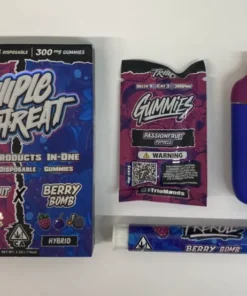 Triiiple Threat 2g Disposable – PASSIONFRUIT POPSICLE (Sativa) x BERRY BOMB (Hybrid)